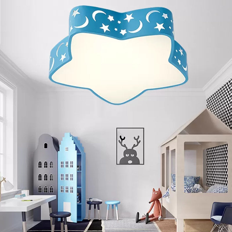 Kid Bedroom Etched Star Flush Mount Light Acrylic Cartoon Led Ceiling Fixture Clearhalo 'Ceiling Lights' 'Close To Ceiling Lights' 'Close to ceiling' 'Flush mount' Lighting' 196676