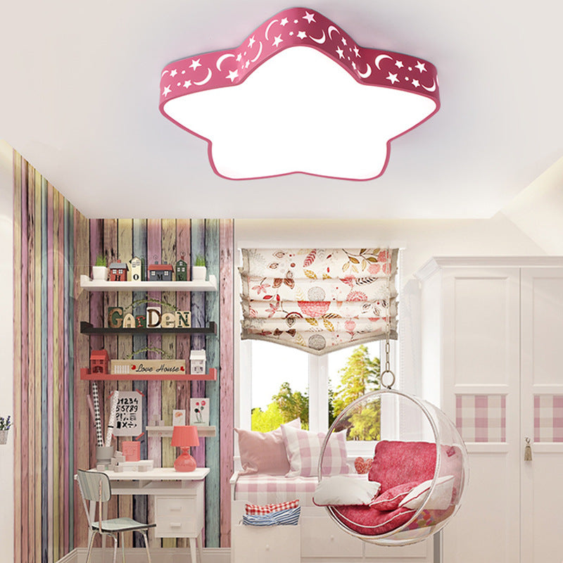 Kid Bedroom Etched Star Flush Mount Light Acrylic Cartoon Led Ceiling Fixture Red Clearhalo 'Ceiling Lights' 'Close To Ceiling Lights' 'Close to ceiling' 'Flush mount' Lighting' 196680