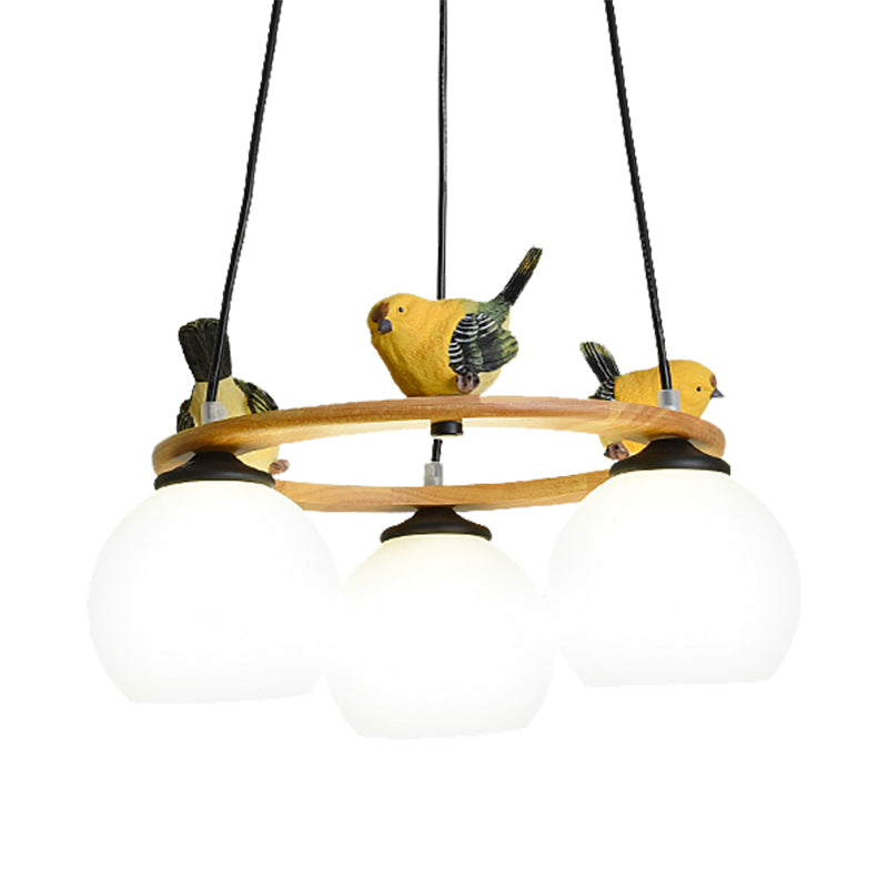 Modern Design Globe Chandelier Lighting Glass Shade Yellow Chandelier with Bird for Living Room Clearhalo 'Ceiling Lights' 'Chandeliers' Lighting' options 196688