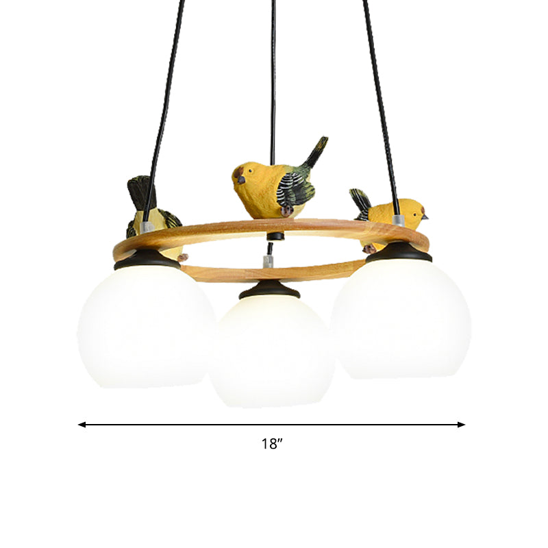 Modern Design Globe Chandelier Lighting Glass Shade Yellow Chandelier with Bird for Living Room Clearhalo 'Ceiling Lights' 'Chandeliers' Lighting' options 196689