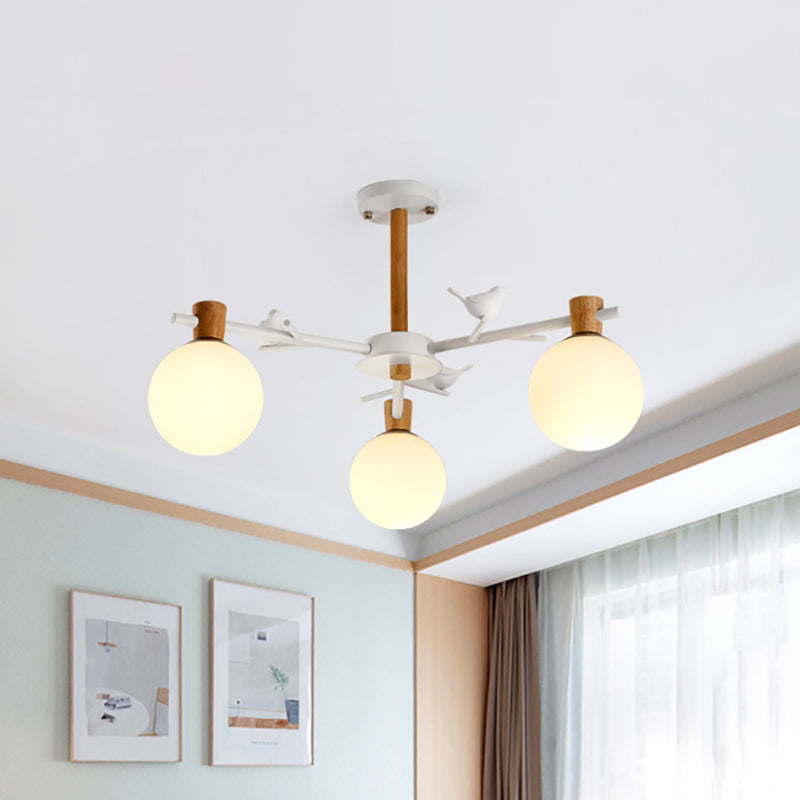 Nordic Fashion Sphere Pendant Lighting Iron Ceiling Pendant Light in White for Dining Room 3 White Clearhalo 'Ceiling Lights' 'Chandeliers' Lighting' options 196706_90caad2d-f65e-4a8e-9ac3-01019a179197