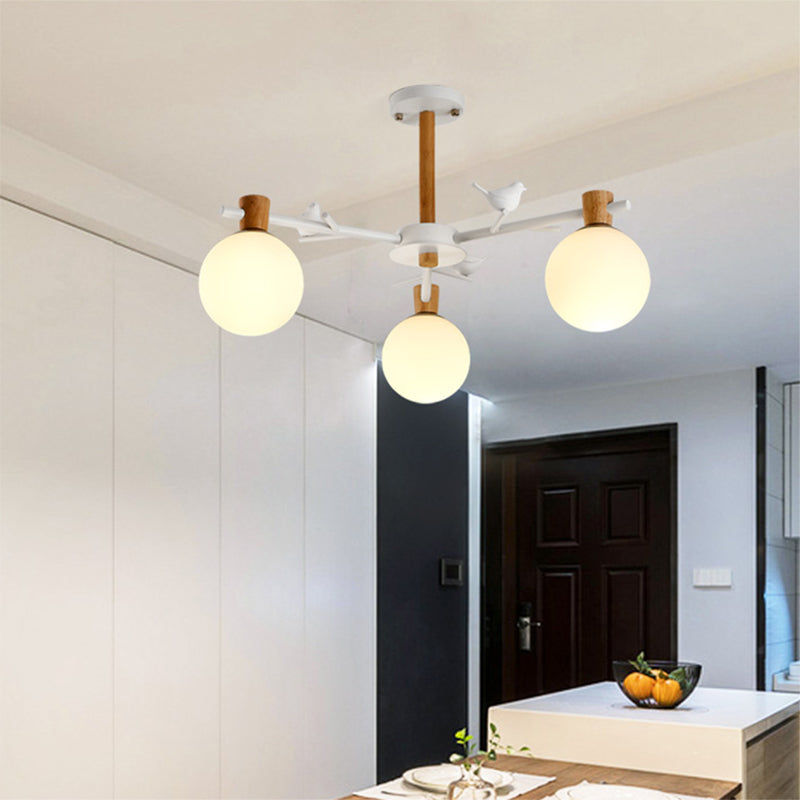 Nordic Fashion Sphere Pendant Lighting Iron Ceiling Pendant Light in White for Dining Room Clearhalo 'Ceiling Lights' 'Chandeliers' Lighting' options 196707