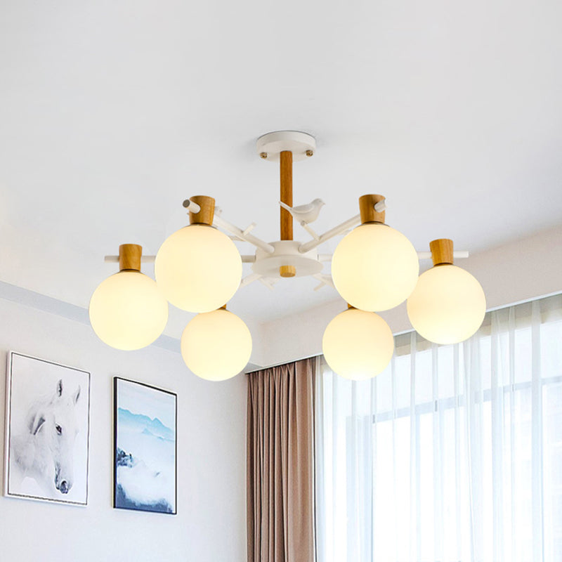 Nordic Fashion Sphere Pendant Lighting Iron Ceiling Pendant Light in White for Dining Room 6 White Clearhalo 'Ceiling Lights' 'Chandeliers' Lighting' options 196710_600091fa-bebd-44aa-9d77-7de009786aec