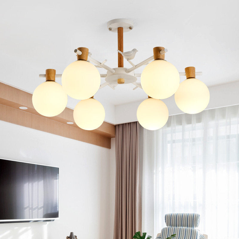 Nordic Fashion Sphere Pendant Lighting Iron Ceiling Pendant Light in White for Dining Room Clearhalo 'Ceiling Lights' 'Chandeliers' Lighting' options 196711
