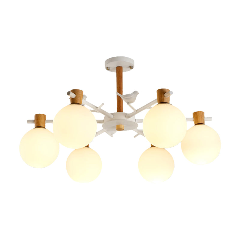 Nordic Fashion Sphere Pendant Lighting Iron Ceiling Pendant Light in White for Dining Room Clearhalo 'Ceiling Lights' 'Chandeliers' Lighting' options 196712