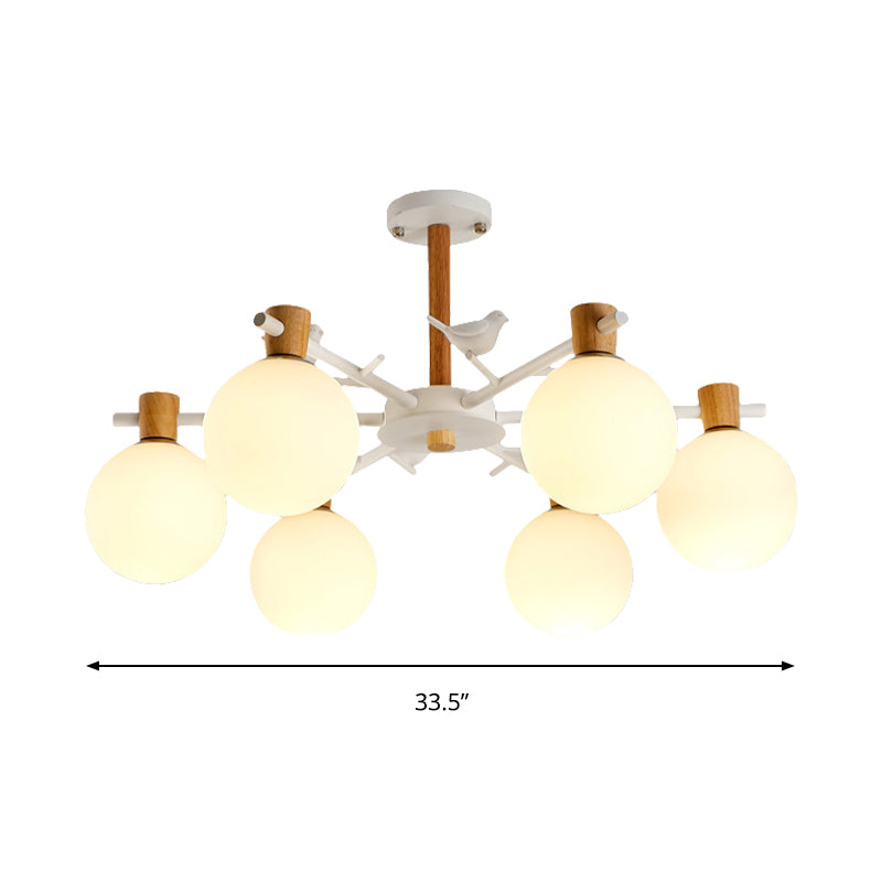 Nordic Fashion Sphere Pendant Lighting Iron Ceiling Pendant Light in White for Dining Room Clearhalo 'Ceiling Lights' 'Chandeliers' Lighting' options 196713