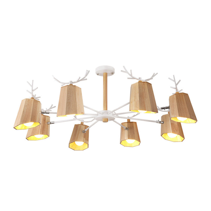 Modern Nordic Deer Horn Pendant Ceiling Light Wooden Hanging Pendant Lights for Living Room in Beige Clearhalo 'Ceiling Lights' 'Chandeliers' Lighting' options 196737