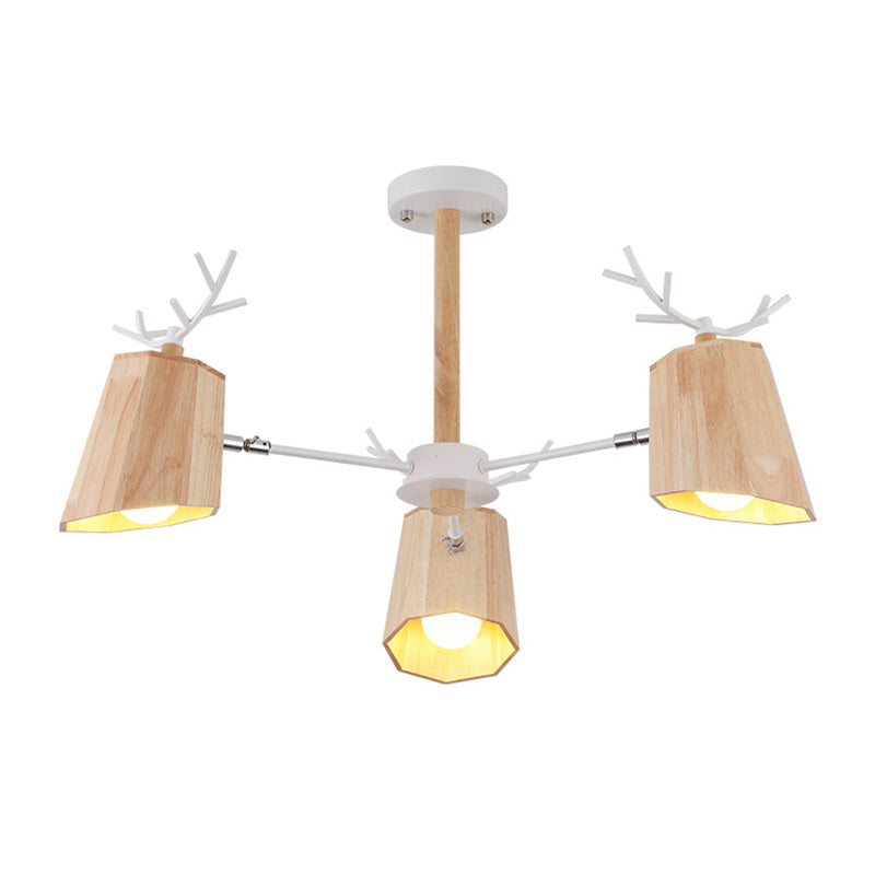 Modern Nordic Deer Horn Pendant Ceiling Light Wooden Hanging Pendant Lights for Living Room in Beige Clearhalo 'Ceiling Lights' 'Chandeliers' Lighting' options 196741