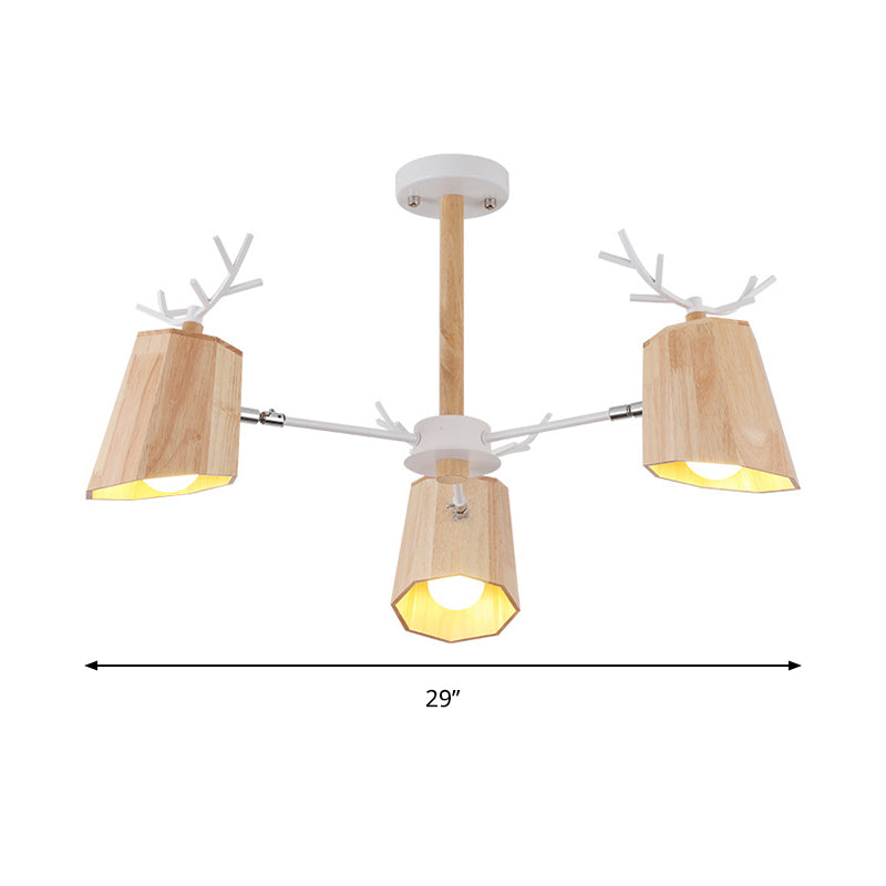 Modern Nordic Deer Horn Pendant Ceiling Light Wooden Hanging Pendant Lights for Living Room in Beige Clearhalo 'Ceiling Lights' 'Chandeliers' Lighting' options 196742