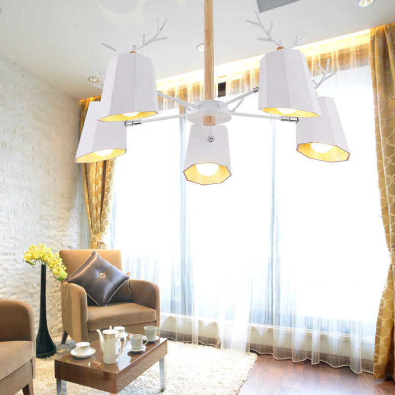 Living Room Tapered Shade Pendant Light with Antlers Pendant Lighting Fixture Metal Modern Nordic Clearhalo 'Ceiling Lights' 'Chandeliers' Lighting' options 196759