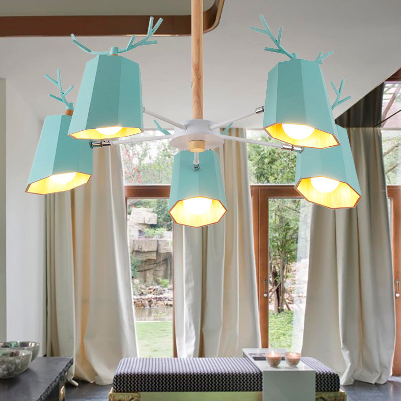 Living Room Tapered Shade Pendant Light with Antlers Pendant Lighting Fixture Metal Modern Nordic Clearhalo 'Ceiling Lights' 'Chandeliers' Lighting' options 196762