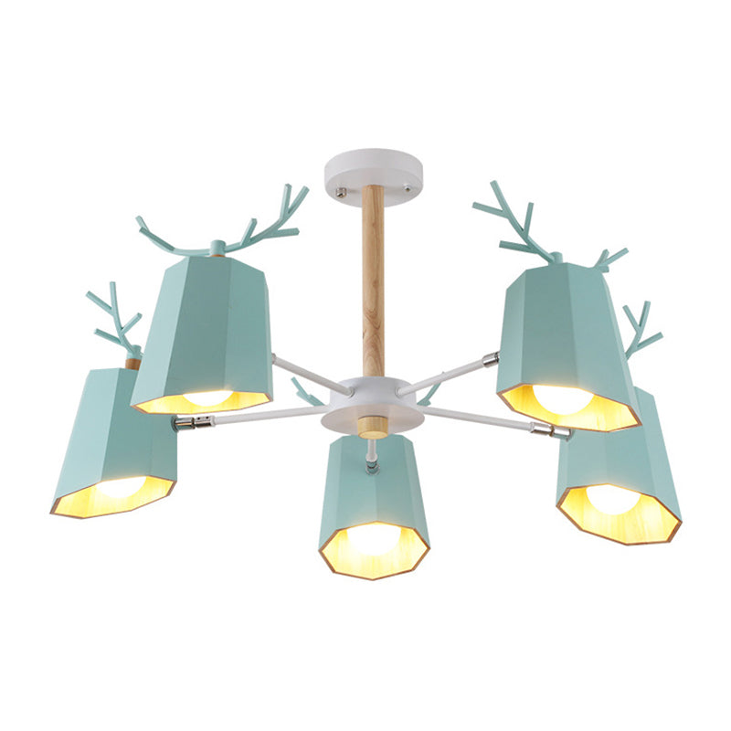 Living Room Tapered Shade Pendant Light with Antlers Pendant Lighting Fixture Metal Modern Nordic Clearhalo 'Ceiling Lights' 'Chandeliers' Lighting' options 196764