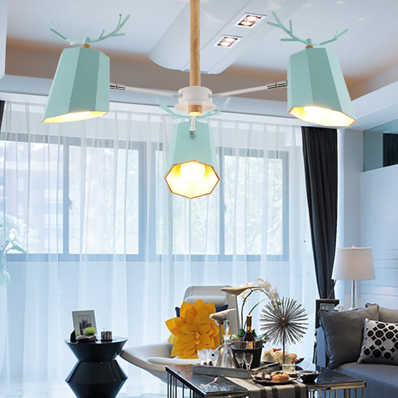 Living Room Tapered Shade Pendant Light with Antlers Pendant Lighting Fixture Metal Modern Nordic Clearhalo 'Ceiling Lights' 'Chandeliers' Lighting' options 196777