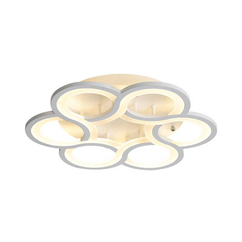 Circular Petal Semi Ceiling Mount Light Modern Stylish Acrylic LED Ceiling Fixture in White for Hotel Clearhalo 'Ceiling Lights' 'Close To Ceiling Lights' 'Close to ceiling' 'Flush mount' Lighting' 196797