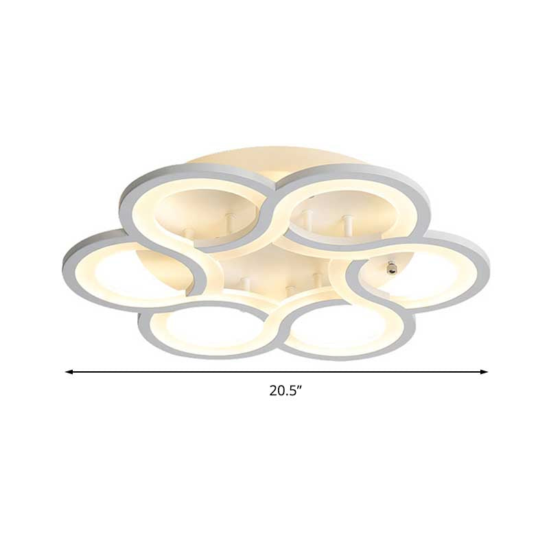 Circular Petal Semi Ceiling Mount Light Modern Stylish Acrylic LED Ceiling Fixture in White for Hotel Clearhalo 'Ceiling Lights' 'Close To Ceiling Lights' 'Close to ceiling' 'Flush mount' Lighting' 196799