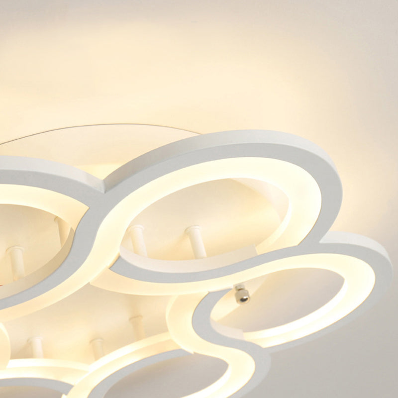 Circular Petal Semi Ceiling Mount Light Modern Stylish Acrylic LED Ceiling Fixture in White for Hotel Clearhalo 'Ceiling Lights' 'Close To Ceiling Lights' 'Close to ceiling' 'Flush mount' Lighting' 196800