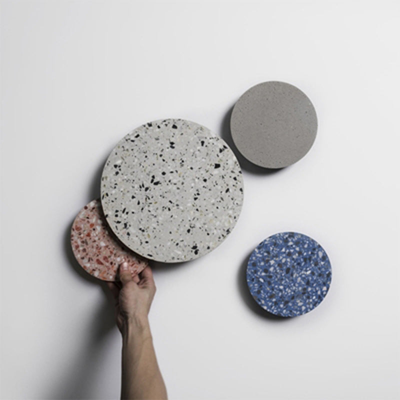 Disc Shaped LED Wall Sconce Minimalist Terrazzo Bedroom Wall Mount Light in Pink/Blue/Black, 7"/10" W White Clearhalo 'Cast Iron' 'Glass' 'Industrial' 'Modern wall lights' 'Modern' 'Tiffany' 'Traditional wall lights' 'Wall Lamps & Sconces' 'Wall Lights' Lighting' 1968152