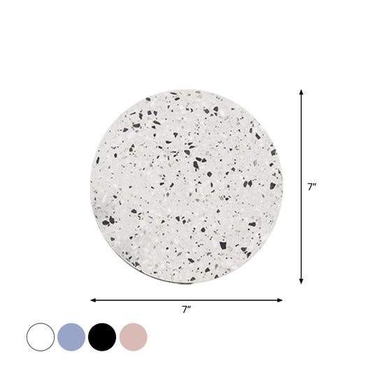 Disc Shaped LED Wall Sconce Minimalist Terrazzo Bedroom Wall Mount Light in Pink/Blue/Black, 7"/10" W Clearhalo 'Cast Iron' 'Glass' 'Industrial' 'Modern wall lights' 'Modern' 'Tiffany' 'Traditional wall lights' 'Wall Lamps & Sconces' 'Wall Lights' Lighting' 1968164