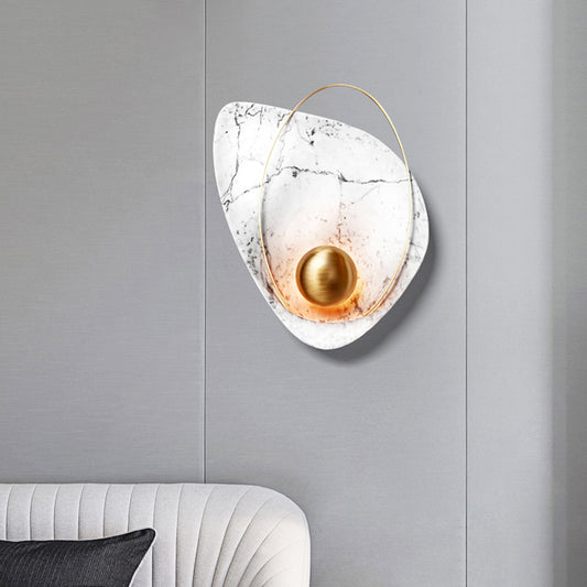 Teardrop Marble Sconce Lamp Designer 1-Light Black/White Flush Mount Wall Light for Living Room White Clearhalo 'Cast Iron' 'Glass' 'Industrial' 'Modern wall lights' 'Modern' 'Tiffany' 'Traditional wall lights' 'Wall Lamps & Sconces' 'Wall Lights' Lighting' 1968166
