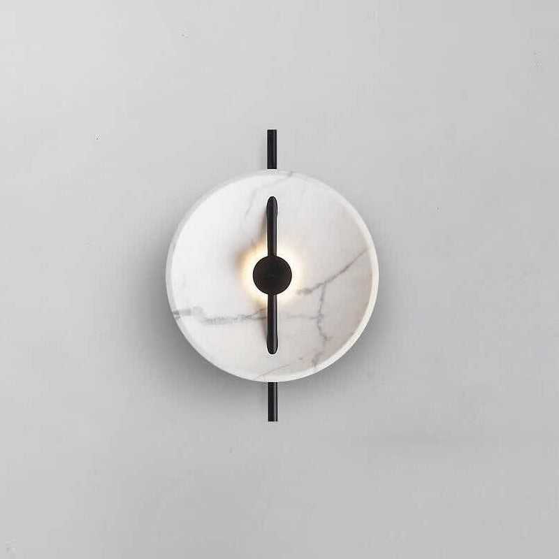 Marble-Look Disc Resin Wall Lamp Designer Black and White LED Sconce Lighting for Bedside Clearhalo 'Cast Iron' 'Glass' 'Industrial' 'Modern wall lights' 'Modern' 'Tiffany' 'Traditional wall lights' 'Wall Lamps & Sconces' 'Wall Lights' Lighting' 1968175