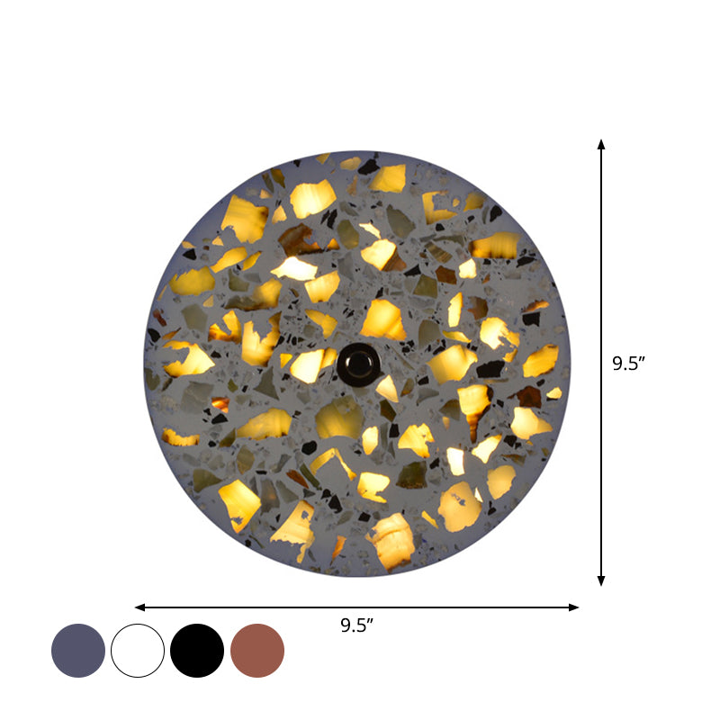 Terrazzo Disk LED Wall Light Art Deco Black/Red/Blue Flush Mount Wall Sconce for Living Room Clearhalo 'Modern wall lights' 'Modern' 'Wall Lamps & Sconces' 'Wall Lights' Lighting' 1968193