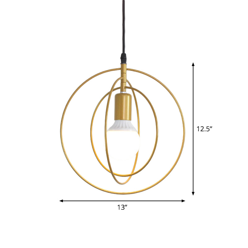 Metal Gold Pendant Light Fixture Triple Star/Round Frame Single Industrial Hanging Ceiling Light Clearhalo 'Art Deco Pendants' 'Cast Iron' 'Ceiling Lights' 'Ceramic' 'Crystal' 'Industrial Pendants' 'Industrial' 'Metal' 'Middle Century Pendants' 'Pendant Lights' 'Pendants' 'Tiffany' Lighting' 1968344