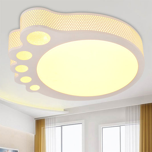 Foot Kid Bedroom Flush Mount Ceiling Light Acrylic Cartoon Ceiling Light in White White Third Gear Clearhalo 'Ceiling Lights' 'Close To Ceiling Lights' 'Close to ceiling' 'Flush mount' Lighting' 196837