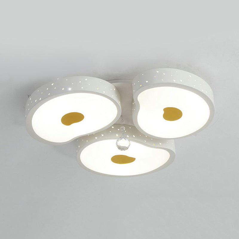 Acrylic Petal Ceiling Mount Light with Crystal Ball Kids LED Ceiling Lamp in White for Living Room Clearhalo 'Ceiling Lights' 'Close To Ceiling Lights' 'Close to ceiling' 'Flush mount' Lighting' 196843