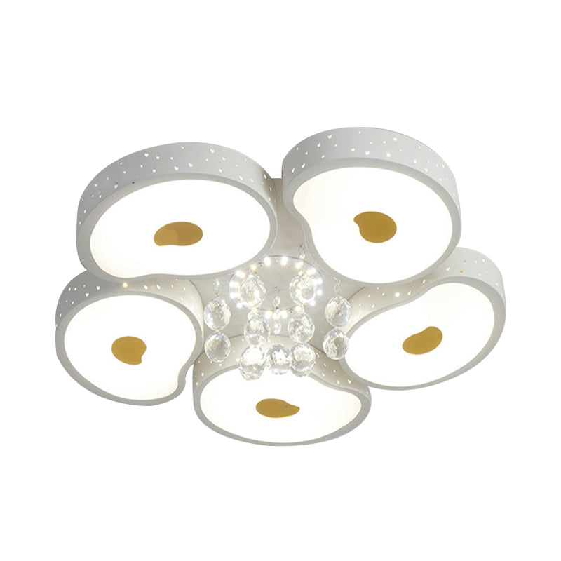 Acrylic Petal Ceiling Mount Light with Crystal Ball Kids LED Ceiling Lamp in White for Living Room Clearhalo 'Ceiling Lights' 'Close To Ceiling Lights' 'Close to ceiling' 'Flush mount' Lighting' 196848