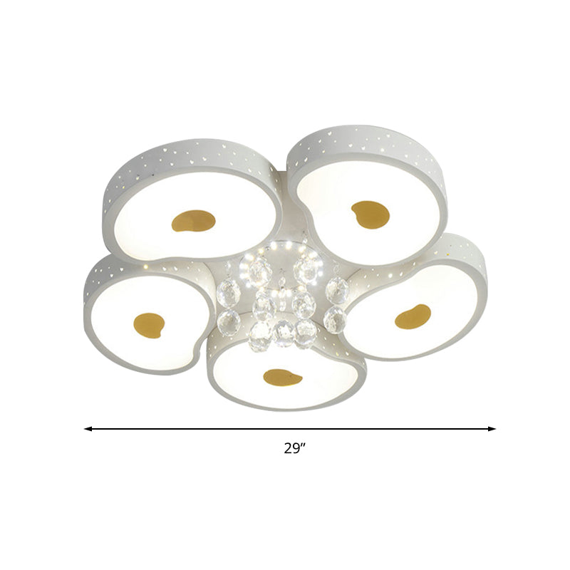 Acrylic Petal Ceiling Mount Light with Crystal Ball Kids LED Ceiling Lamp in White for Living Room Clearhalo 'Ceiling Lights' 'Close To Ceiling Lights' 'Close to ceiling' 'Flush mount' Lighting' 196849