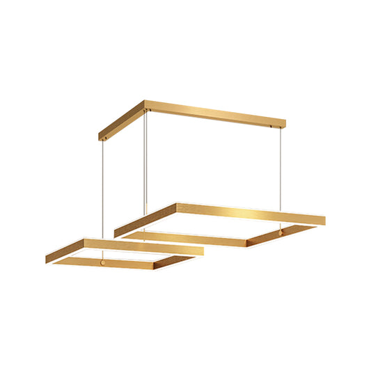 2/3 Tiers Square/Rectangle Pendant Light Postmodern Acrylic Gold Finish LED Chandelier for Living Room Clearhalo 'Ceiling Lights' 'Chandeliers' 'Modern Chandeliers' 'Modern' Lighting' 1968600