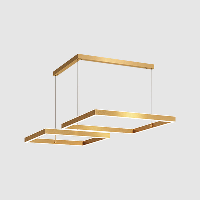 2/3 Tiers Square/Rectangle Pendant Light Postmodern Acrylic Gold Finish LED Chandelier for Living Room Clearhalo 'Ceiling Lights' 'Chandeliers' 'Modern Chandeliers' 'Modern' Lighting' 1968601