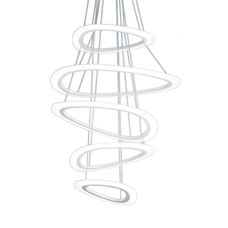 White Teardrop 4/5 Tiered Chandelier Simplicity LED Acrylic Hanging Ceiling Lamp in Warm/White Light Clearhalo 'Ceiling Lights' 'Chandeliers' 'Modern Chandeliers' 'Modern' Lighting' 1968606
