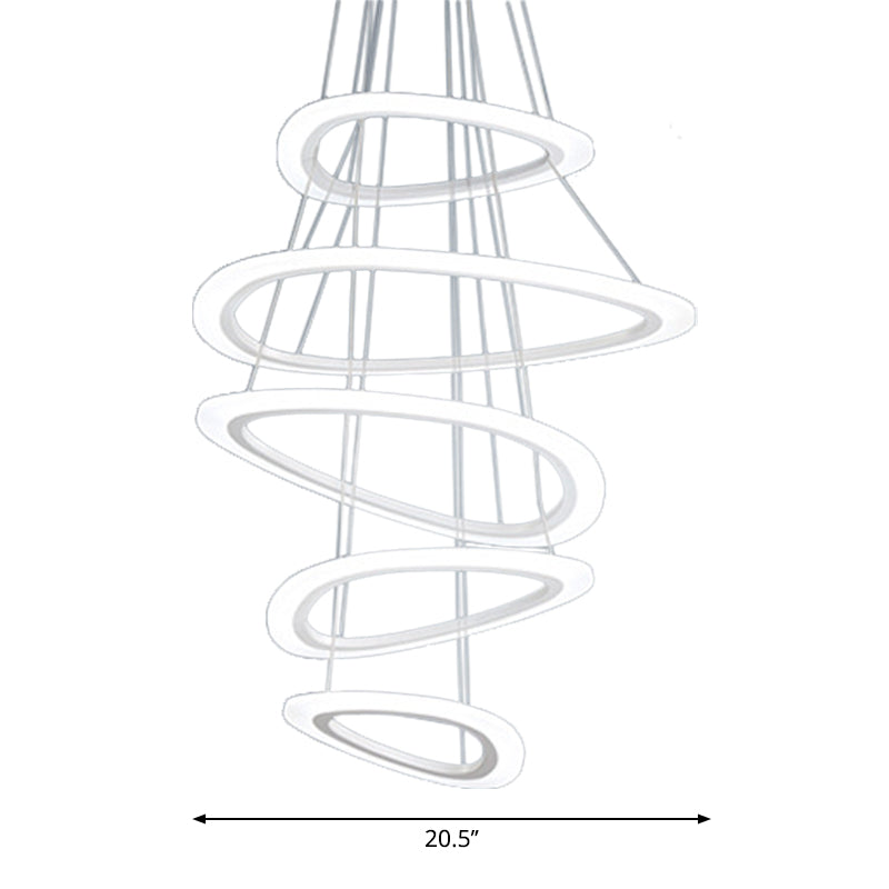 White Teardrop 4/5 Tiered Chandelier Simplicity LED Acrylic Hanging Ceiling Lamp in Warm/White Light Clearhalo 'Ceiling Lights' 'Chandeliers' 'Modern Chandeliers' 'Modern' Lighting' 1968607