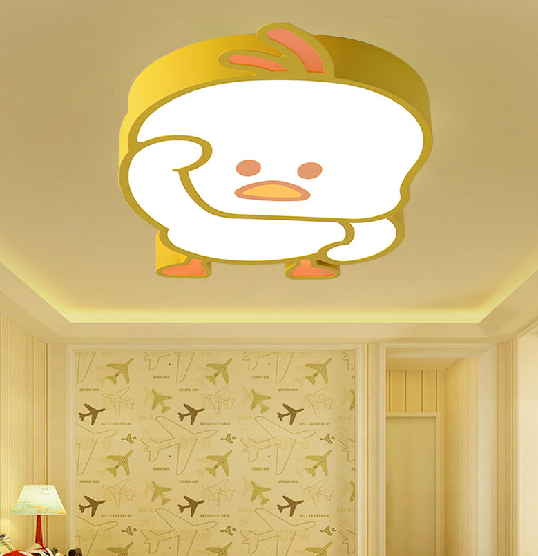 Kindergarten Animal Flush Mount Ceiling Light Acrylic Cartoon in Yellow Ceiling Light Fixture Yellow Clearhalo 'Ceiling Lights' 'Close To Ceiling Lights' 'Close to ceiling' 'Flush mount' Lighting' 196861