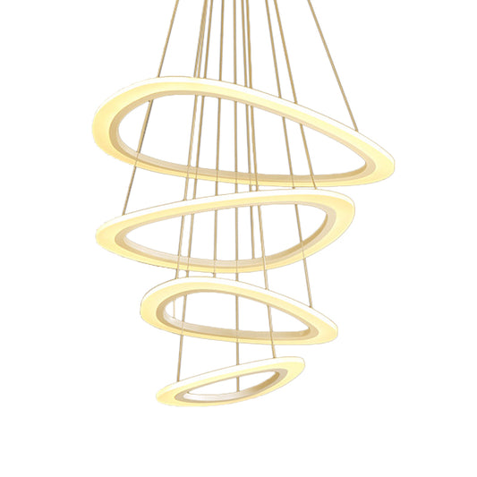 White Teardrop 4/5 Tiered Chandelier Simplicity LED Acrylic Hanging Ceiling Lamp in Warm/White Light Clearhalo 'Ceiling Lights' 'Chandeliers' 'Modern Chandeliers' 'Modern' Lighting' 1968611