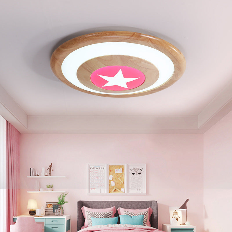 Nordic Circle Flushmount Light with Star Acrylic LED Ceiling Light for Baby Bedroom Pink Clearhalo 'Ceiling Lights' 'Close To Ceiling Lights' 'Close to ceiling' 'Flush mount' Lighting' 196871