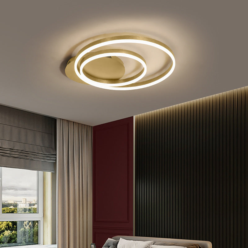 Dual Round Acrylic Flush Ceiling Light Simple Coffee/Gold LED Flush-Mount Light Fixture, Small/Medium/Large Clearhalo 'Ceiling Lights' 'Close To Ceiling Lights' 'Close to ceiling' 'Flush mount' Lighting' 1968711