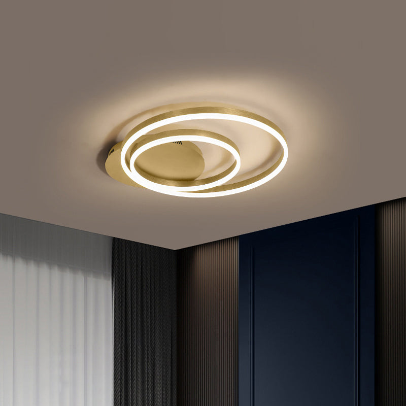 Dual Round Acrylic Flush Ceiling Light Simple Coffee/Gold LED Flush-Mount Light Fixture, Small/Medium/Large Clearhalo 'Ceiling Lights' 'Close To Ceiling Lights' 'Close to ceiling' 'Flush mount' Lighting' 1968712