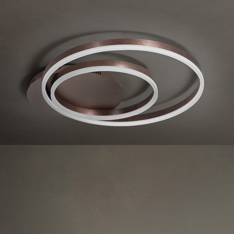 Dual Round Acrylic Flush Ceiling Light Simple Coffee/Gold LED Flush-Mount Light Fixture, Small/Medium/Large Clearhalo 'Ceiling Lights' 'Close To Ceiling Lights' 'Close to ceiling' 'Flush mount' Lighting' 1968718