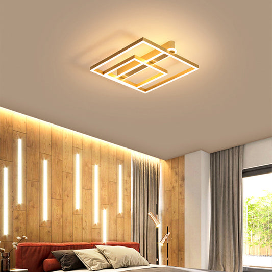 Acrylic Square Frame Ceiling Flush Simple Gold/Coffee Finish LED Flushmount Light for Bedroom Clearhalo 'Ceiling Lights' 'Close To Ceiling Lights' 'Close to ceiling' 'Flush mount' Lighting' 1968757