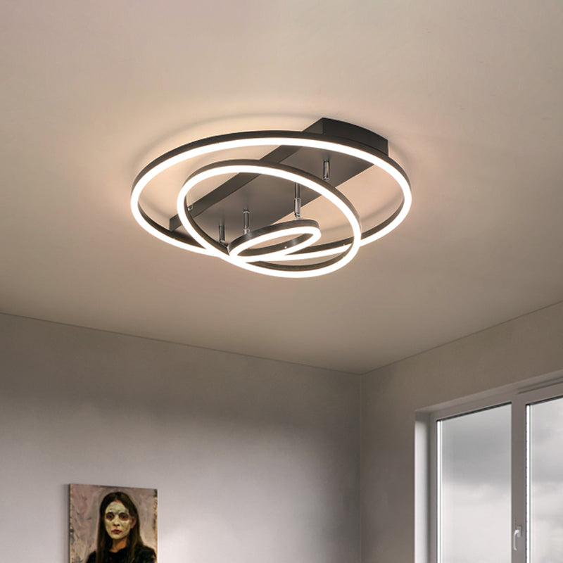 Modern 3/5 Tiered LED Ceiling Lamp Metal Bedroom Rotatable Semi Flush Mount Light in Black/Gold Clearhalo 'Ceiling Lights' 'Close To Ceiling Lights' 'Close to ceiling' 'Semi-flushmount' Lighting' 1968788