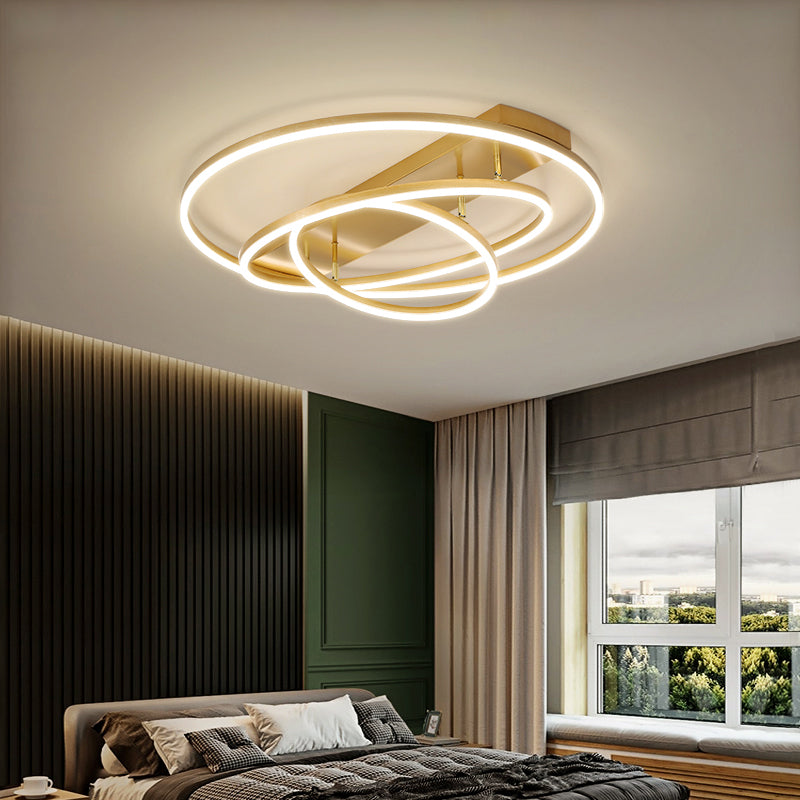 Modern 3/5 Tiered LED Ceiling Lamp Metal Bedroom Rotatable Semi Flush Mount Light in Black/Gold Clearhalo 'Ceiling Lights' 'Close To Ceiling Lights' 'Close to ceiling' 'Semi-flushmount' Lighting' 1968797