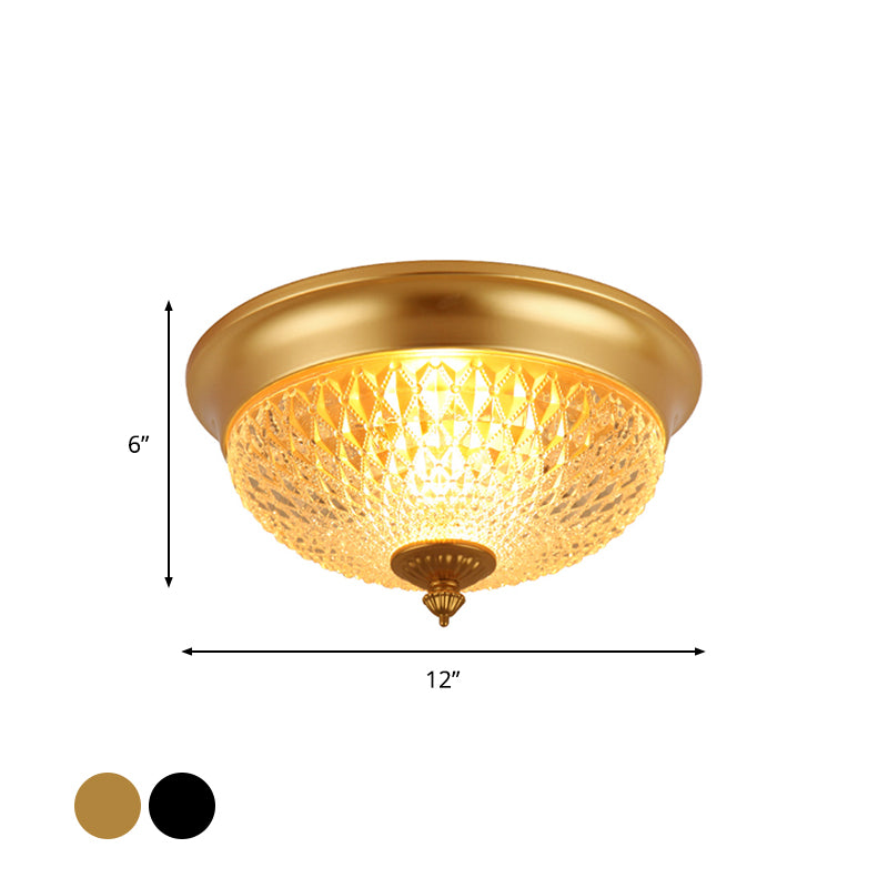 2 Bulbs Crown Flush Mount Lamp Traditional Black Clear Faceted Glass Ceiling Flush Light, 12"/14"/18" Wide Clearhalo 'Ceiling Lights' 'Close To Ceiling Lights' 'Close to ceiling' 'Flush mount' Lighting' 1968840