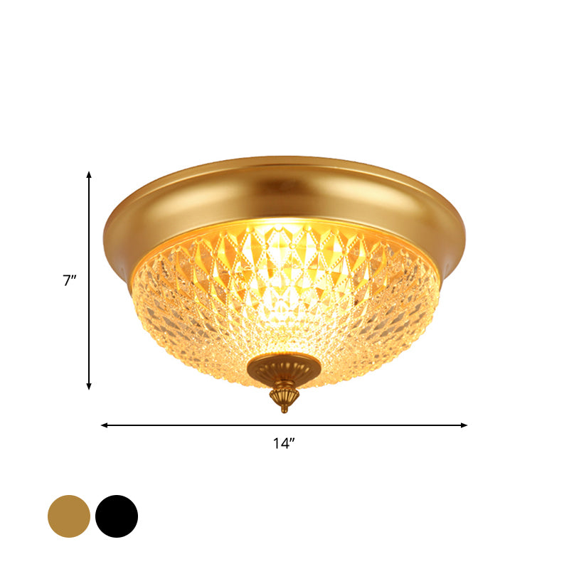 2 Bulbs Crown Flush Mount Lamp Traditional Black Clear Faceted Glass Ceiling Flush Light, 12"/14"/18" Wide Clearhalo 'Ceiling Lights' 'Close To Ceiling Lights' 'Close to ceiling' 'Flush mount' Lighting' 1968841