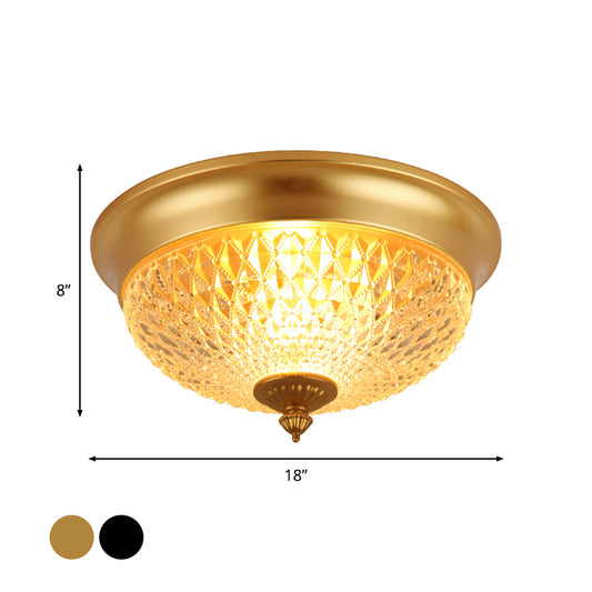 2 Bulbs Crown Flush Mount Lamp Traditional Black Clear Faceted Glass Ceiling Flush Light, 12"/14"/18" Wide Clearhalo 'Ceiling Lights' 'Close To Ceiling Lights' 'Close to ceiling' 'Flush mount' Lighting' 1968842
