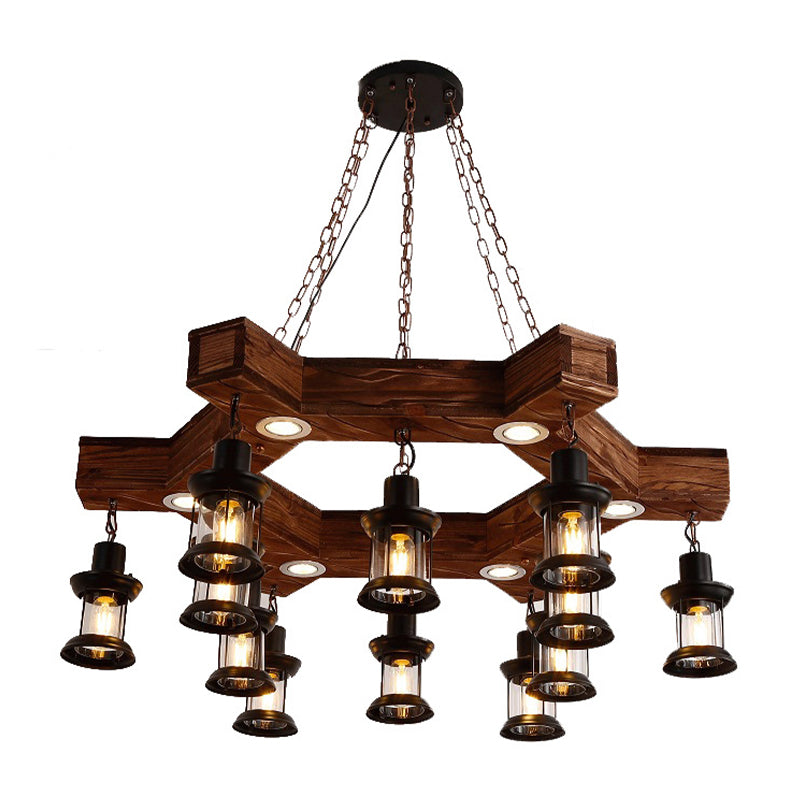 Wood Black Chandelier Lamp Tree/Rudder 15 Heads Industrial Suspension Lighting Fixture Clearhalo 'Carpenter Chandeliers' 'Ceiling Lights' 'Chandeliers' 'Industrial Chandeliers' 'Industrial' 'Middle Century Chandeliers' 'Modern' 'Tiffany' Lighting' 1968867