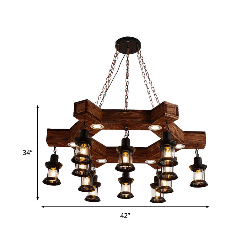 Wood Black Chandelier Lamp Tree/Rudder 15 Heads Industrial Suspension Lighting Fixture Clearhalo 'Carpenter Chandeliers' 'Ceiling Lights' 'Chandeliers' 'Industrial Chandeliers' 'Industrial' 'Middle Century Chandeliers' 'Modern' 'Tiffany' Lighting' 1968868