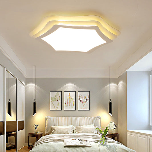 Contemporary Hexagon Flush Ceiling Light Acrylic LED Ceiling Fixture in White for Study Room White Clearhalo 'Ceiling Lights' 'Close To Ceiling Lights' 'Close to ceiling' 'Flush mount' Lighting' 196900