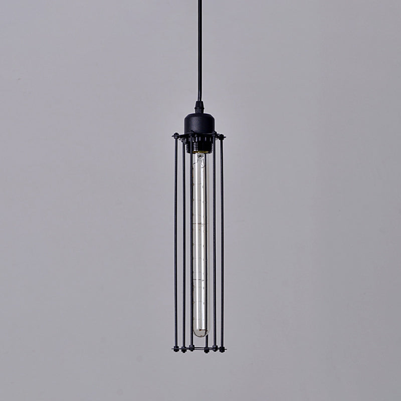 Iron Tube Down Lighting Pendant Industrial 1-Light Restaurant Hanging Ceiling Light in Black Clearhalo 'Art Deco Pendants' 'Black' 'Cast Iron' 'Ceiling Lights' 'Ceramic' 'Crystal' 'Industrial Pendants' 'Industrial' 'Metal' 'Middle Century Pendants' 'Pendant Lights' 'Pendants' 'Rustic Pendants' 'Tiffany' Lighting' 1969123